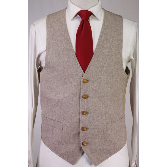 Vintage 1970's Light Brown Donegal Tweed 3-Piece Western Wool Suit 38R - Picture 8 of 11